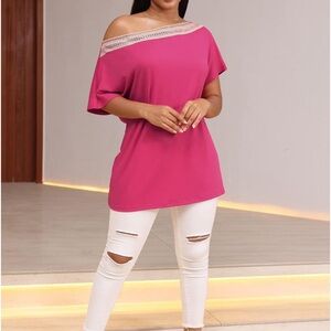 Women’s Short Sleeve Off Should Lace Blouse